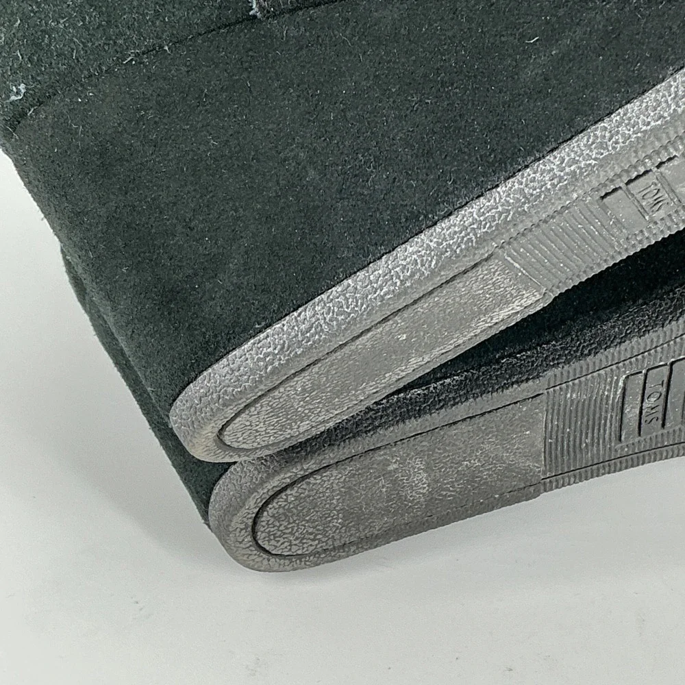 TOMS Size 9 Black Suede Wedge Ankle‎ Booties Round Toe Pull On Boots Leila